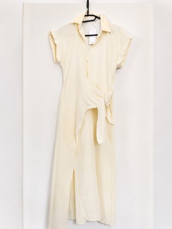 Sommerliches Wickelkleid kurzarm, Gr. XS, creme