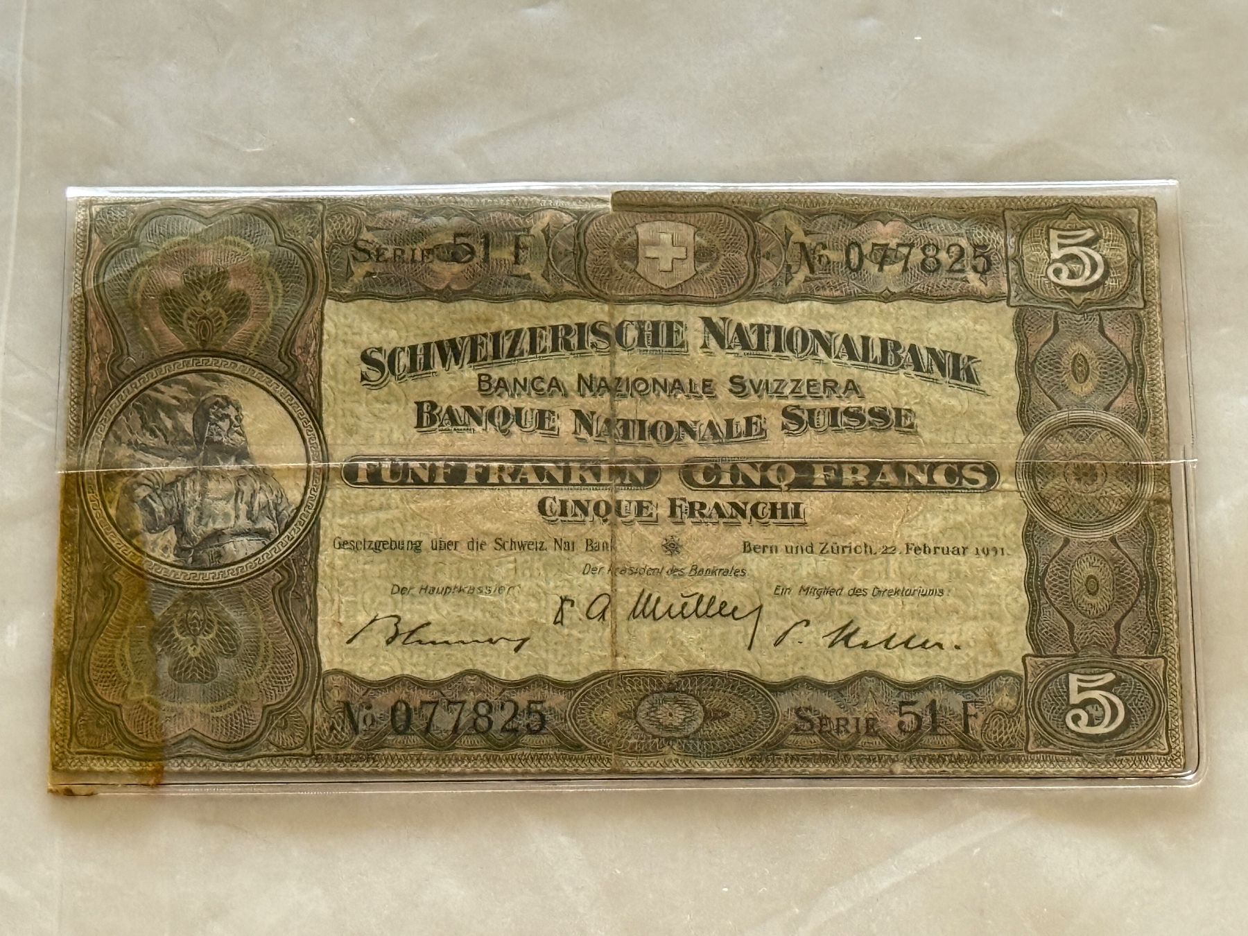 Banconote: 5 Franken Banknote 1931 – Usato da Wallisellen venduto da SWISS_SILVER1 1