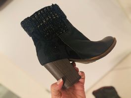 Edle schwarze Desigual Lederstiefeletten in Gr. 37
