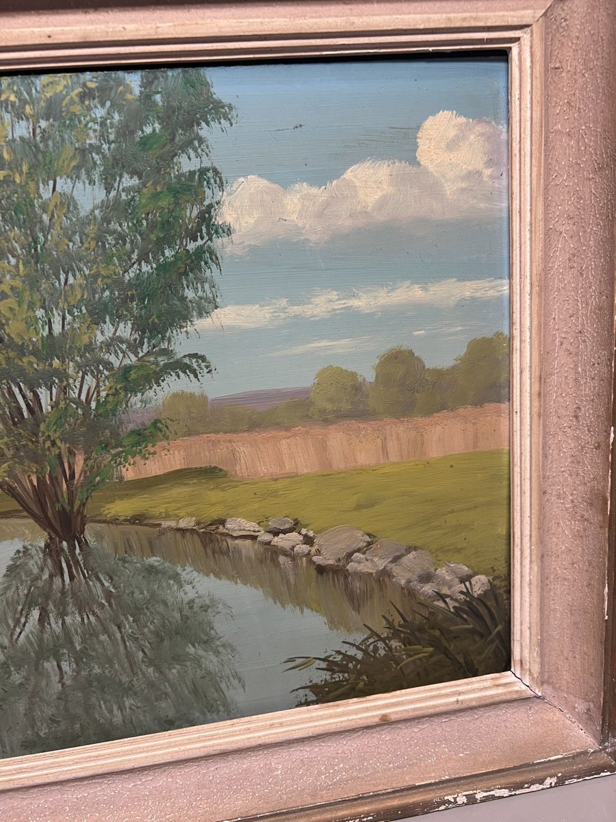 Gemälde: PAYSAGE HUILE SUR PANNEAU SIGNÉE – Gebraucht aus Genève von Qanil77 3
