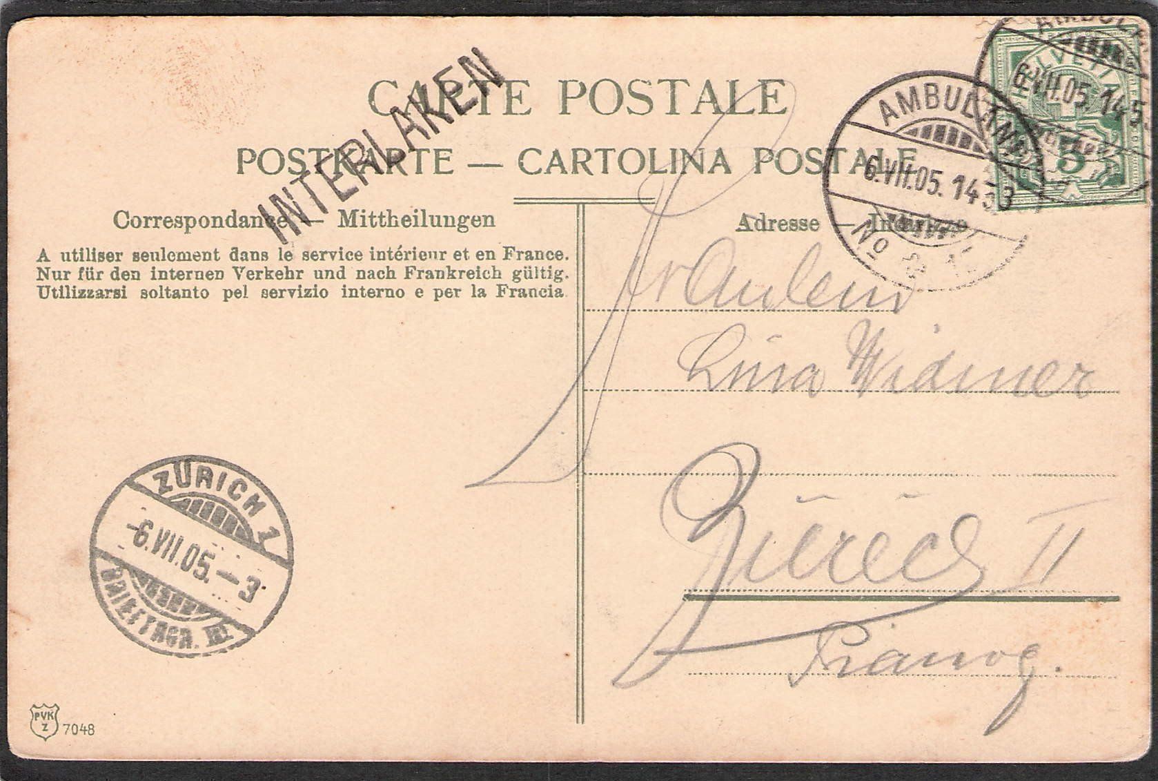 Cartoline postali: ,Bernerhaus Grindelwald,Stabstempel 1905 – Usato da Reichenburg venduto da ibiza18 1