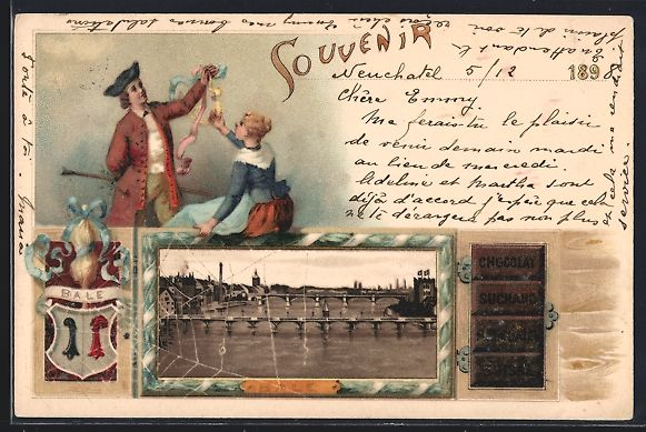 Ansichtskarten: Litho Basel, Kinder beim Spielen, Chocol – Gebraucht aus Berlin von bartko-reher