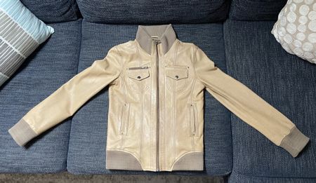 Damen Echtlederjacke MAX – Beige/Camel – Gr. S