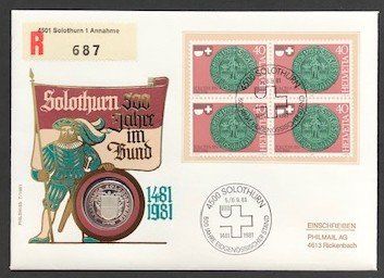 Medaglie: 1981, Numisbrief Solothurn 500 J. Bund, silber, selten – Nuovo (secondo la descrizione) da Beckenried venduto da Showmustgoon