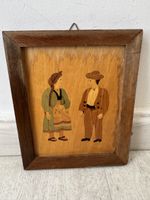 Tableau bois marqueterie J. Poretti 1891 signé daté vintage