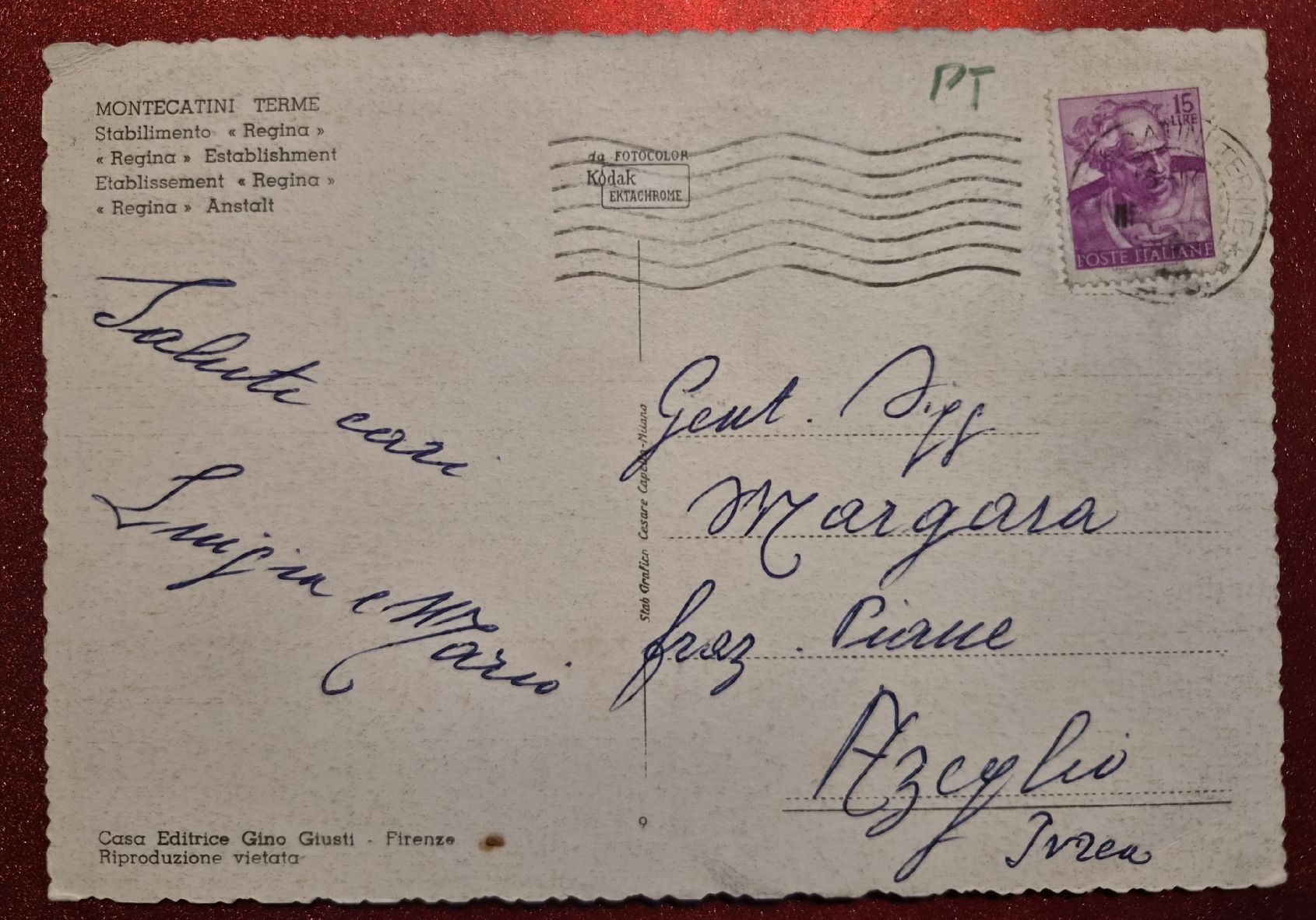 Ansichtskarten: Montecatini Terme Regina 1963 – Gebraucht aus Melchnau von Arthurius 1