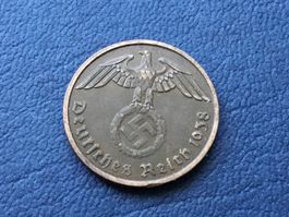 2 Reichspfennig Drittes Reich 1938 A. ungereinigt