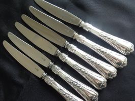 * 6 X GRANDE  COUTEAUX JEZLER MUGUET ARGENT 800 COMME NEUF