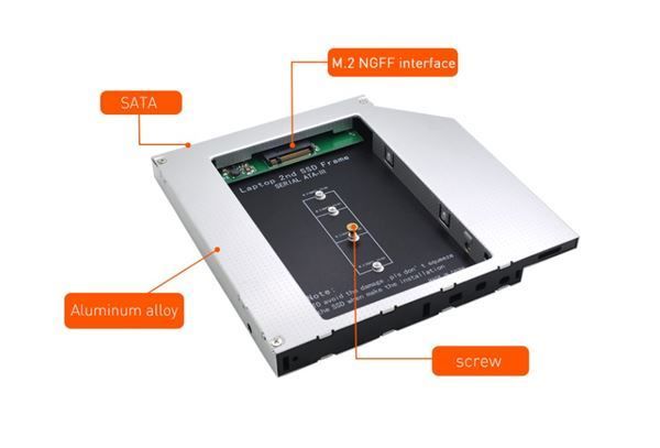 Dischi rigidi: m.2 M2 NGFF SSD 2nd HDD Caddy 12.7mm SAT – Nuovo e nell'imballaggio originale da Unterägeri venduto da RmOnline 7
