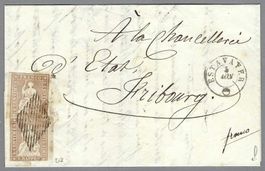1856, 22B (2x) 0 RAUTE + ESTAVAYER, SCHÖNER BRIEF, SBK 760.-