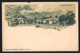 Litho Altdorf, Ortsansicht mit Kirche