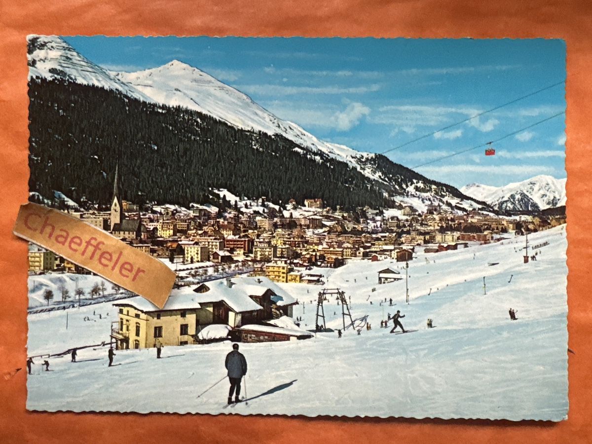 Cartoline postali: Davos & Parsenn Ansichtskarte, Winterstimmung – Usato da Zürich venduto da Chaeffeler