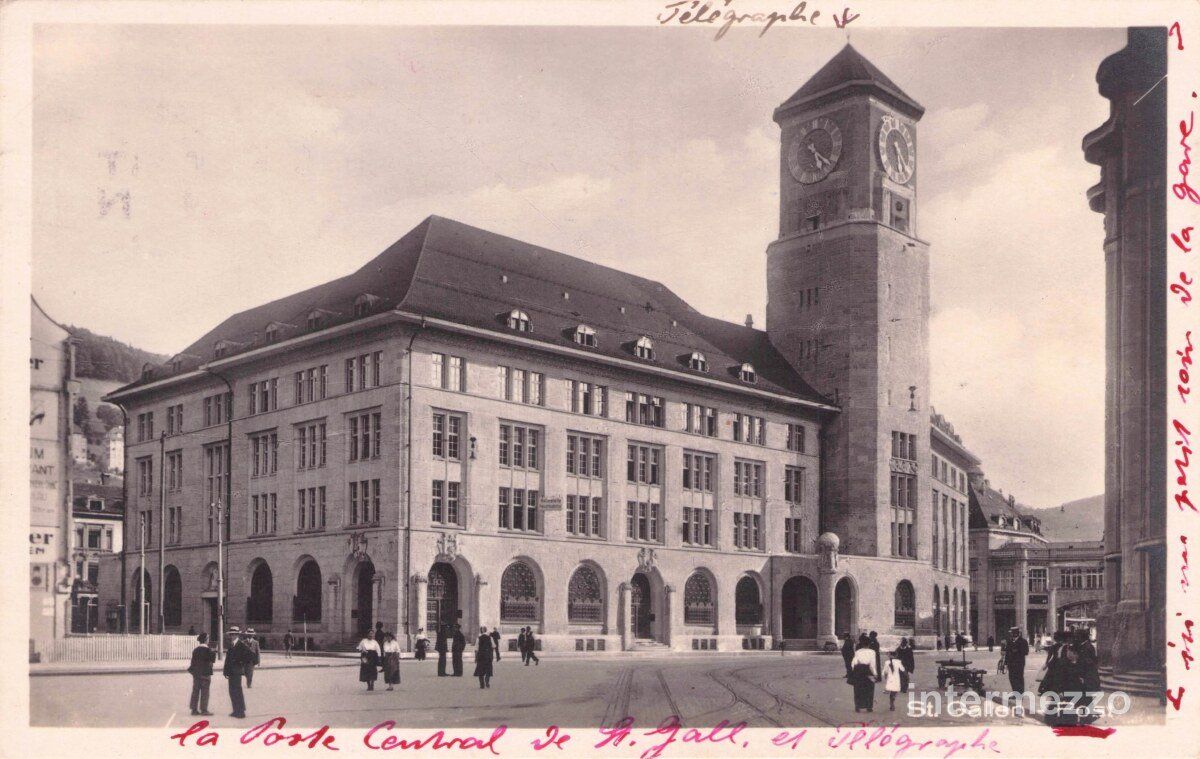 Cartoline postali: St. Gallen // 1931 Post Bahnhof // Sommer – Usato da Basel venduto da intermezzo12