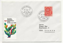 1966 Mustermesse BASEL Brief mit Vignette sauber +++