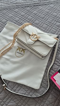 Borsa Pinko Love One Mini Tripla Catena bianca in pelle