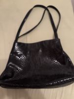 Schicke Handtasche in Reptil-Optik, schwarz 35/24cm leder
