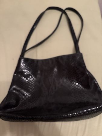 Schicke Handtasche in Reptil-Optik, schwarz 35/24cm leder