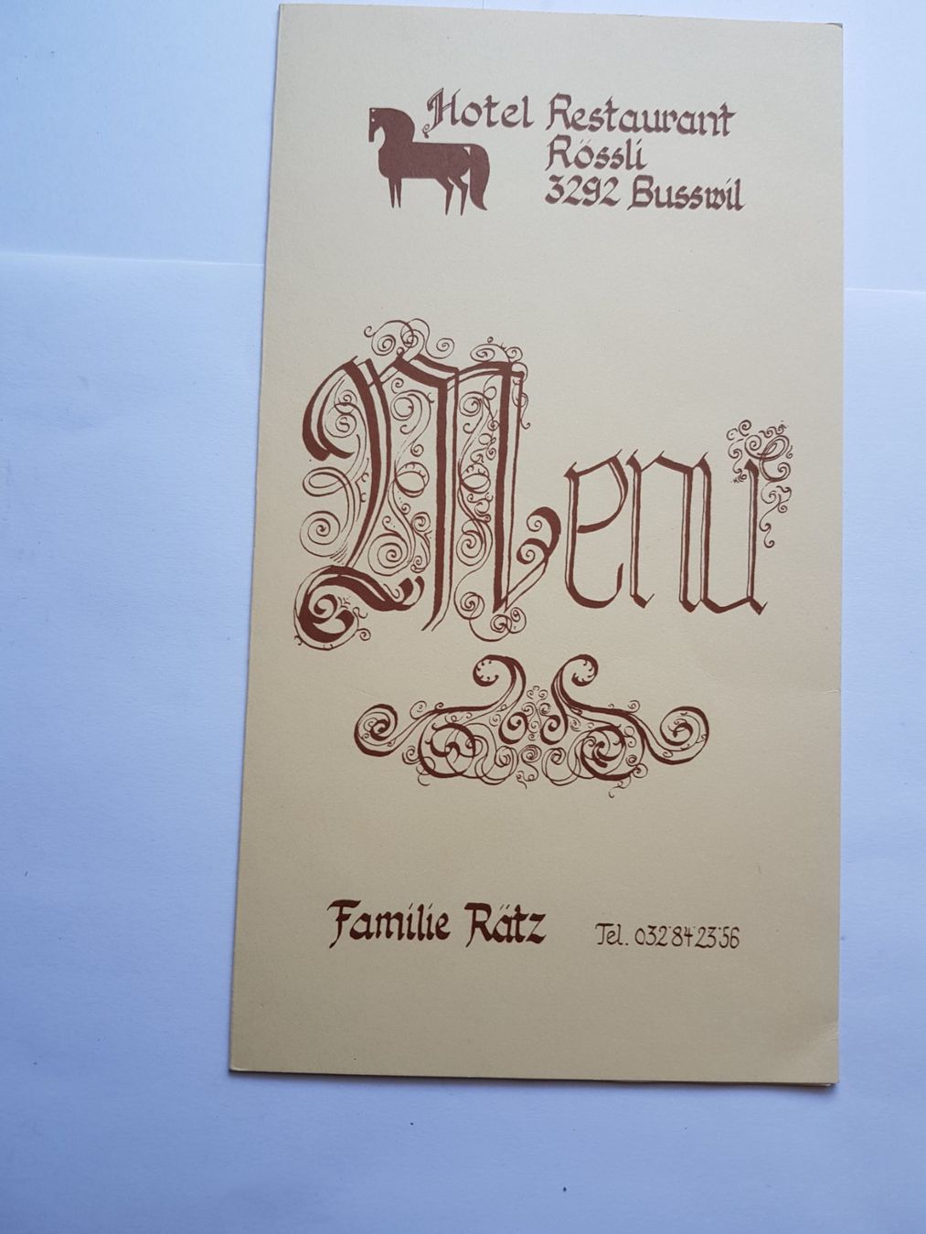 Cartoline postali: Menu Busswil, Hotel Restaurant Rössli , 10.09.1989 – Usato da Sonceboz-Sombeval venduto da Monika60