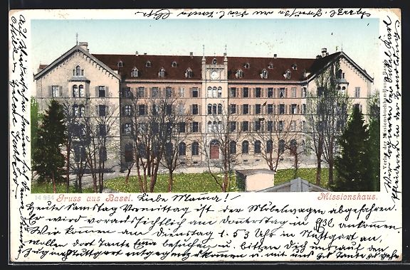 Cartoline postali: AK Basel, Blick zum Missionshaus, 1901 – Usato da Berlin venduto da bartko-reher