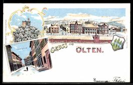Lithographie Olten, Sali, Hauptstraße und Totalansicht im Wi