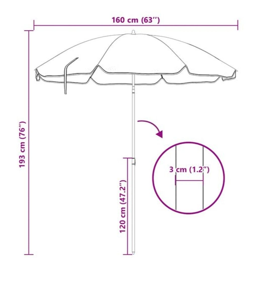 Parasols: Sonnenschirm / Strandschirm ca 180cm – Neuf avec emballage d'origine à Wengi b. Büren par NeReida88 2