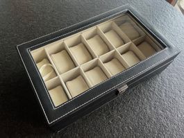 Uhrenbox für 12 Uhren PU Leder schwarz