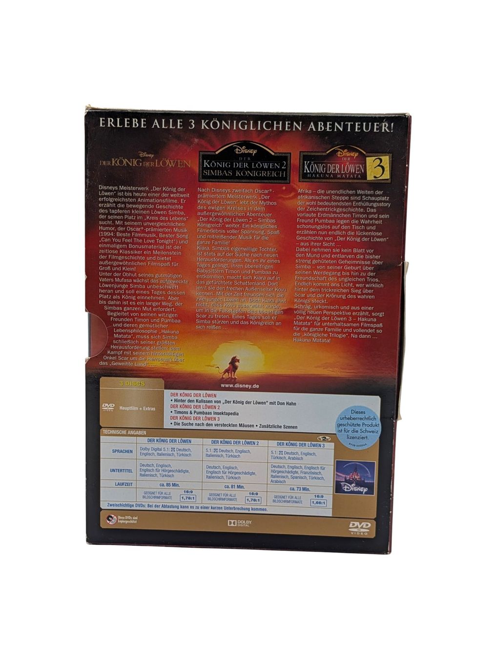 Alle DVDs: Disney der König der Löwen Teil 1-3 – Gebraucht aus Domat/Ems von IsseldorsShop 2