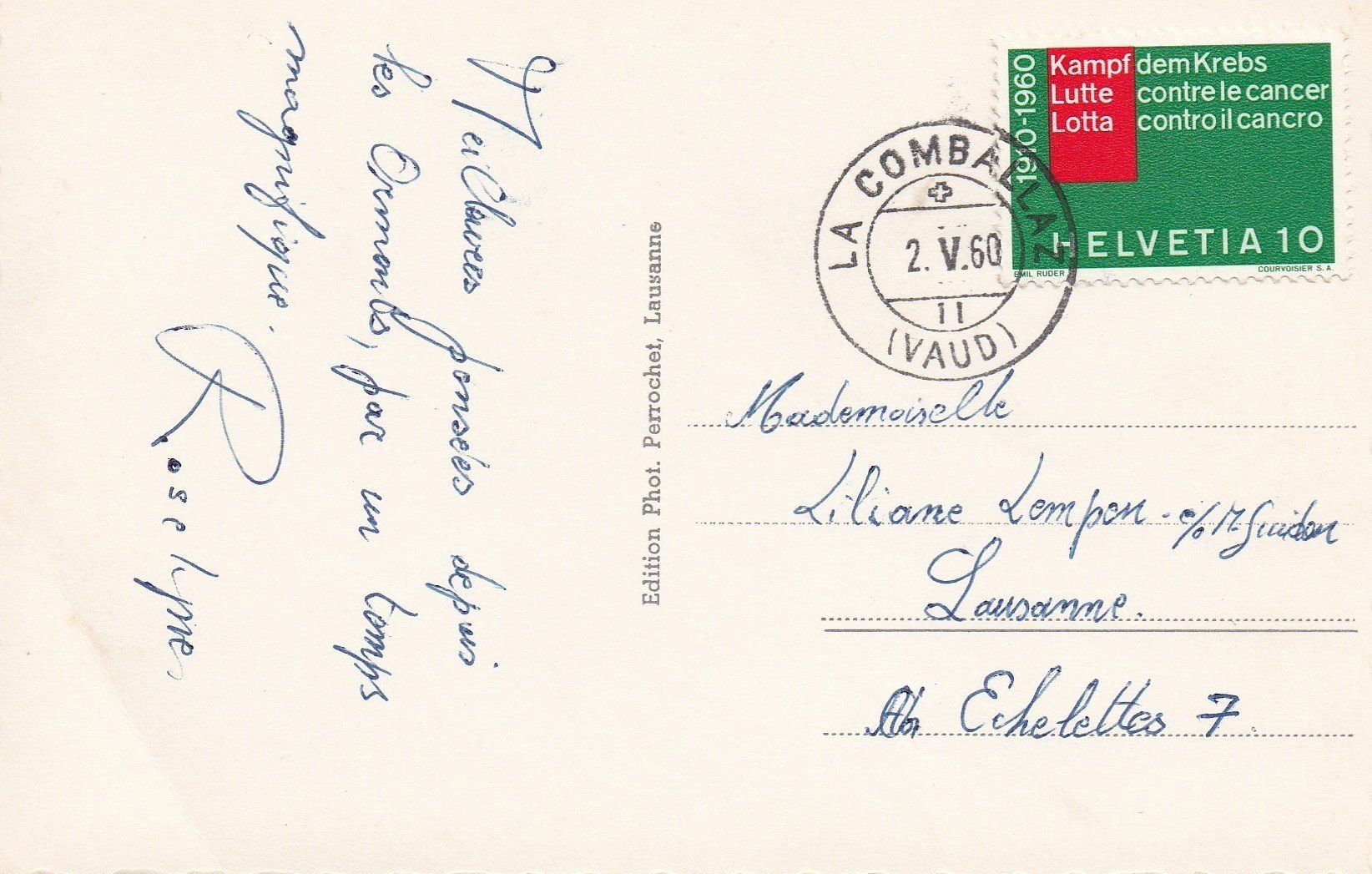 Cartoline postali: AK - Cergniat - gel. 2.5.1960 – Usato da Fribourg venduto da schnalla92 1