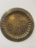 antike Messingschale-/ Teller mit aufwendigem floralem Dekor