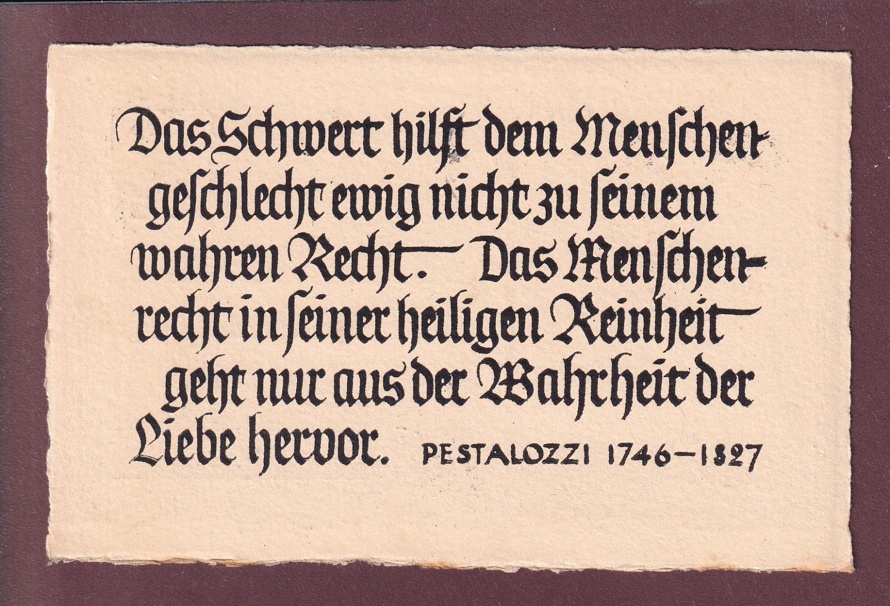 Cartoline postali: Zitat von PESTALOZZI - 1946 – Usato da Pully venduto da nicecards