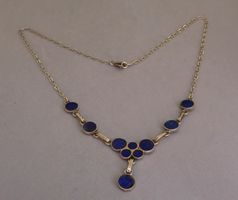 Antike Kette 950 Silber mit Lapislazuli Steinchen vor 1939
