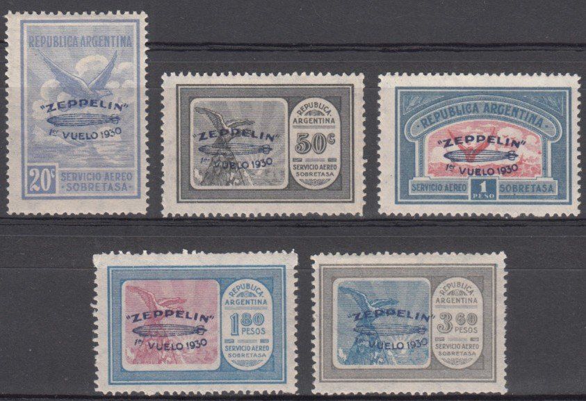Tutti i francobolli: Argentinien 1. Südamerikafahrt Graf Zeppelin 1930 – Usato da Bürglen TG venduto da StampGraf