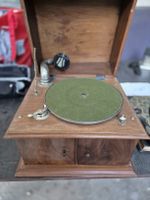 Antiker Grammophon mit 12 Platten und Nadeln, Sommerangebot!