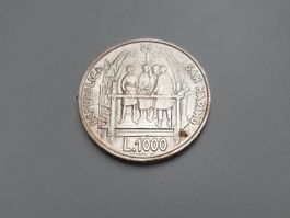 🇸🇲 San Marino 1000 L 1977 Brunelleschi Silver .825 14.65g