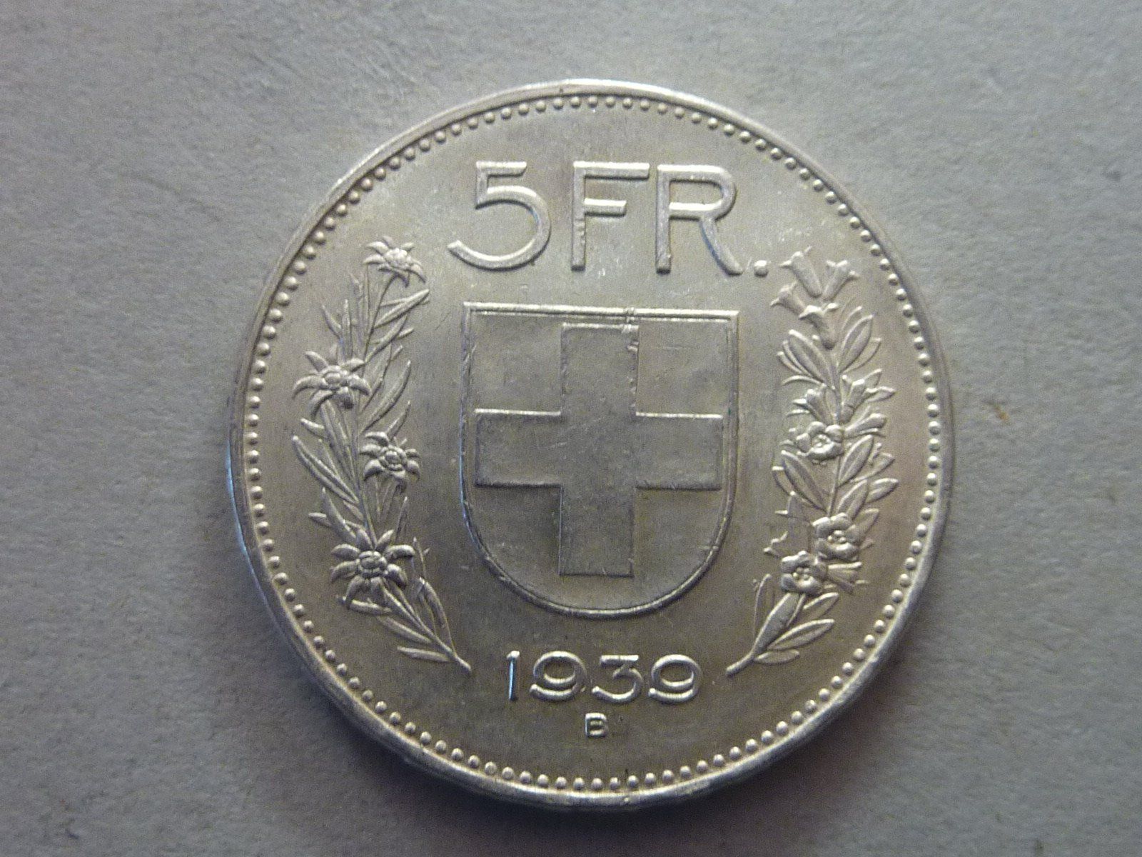 Alle Münzen: 5 Fr.  1939  -  vorzüglich  - – Gebraucht aus Seon von aee_7gpz