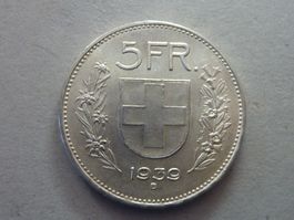 5 Fr.  1939  -  vorzüglich  -