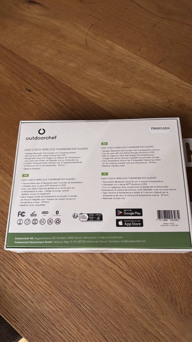 Outdoorchef Altro per la casa: Outdoorchef - Easy Check Wireless Thermometer Quadro – Nuovo e nell'imballaggio originale da Niederuzwil venduto da vimse_publicsale 1