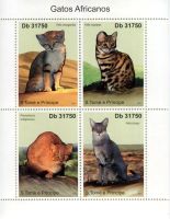 Block "Schwarzfusskatze, Sandkatze". São Tomé und Príncipe