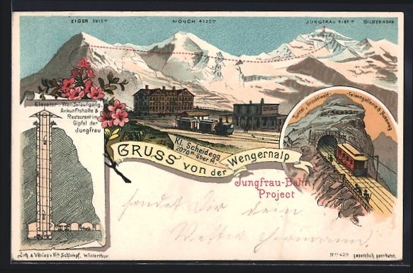 Ansichtskarten: Litho Wengernalp, Bergbahn fährt in Tun – Gebraucht aus Berlin von bartko-reher