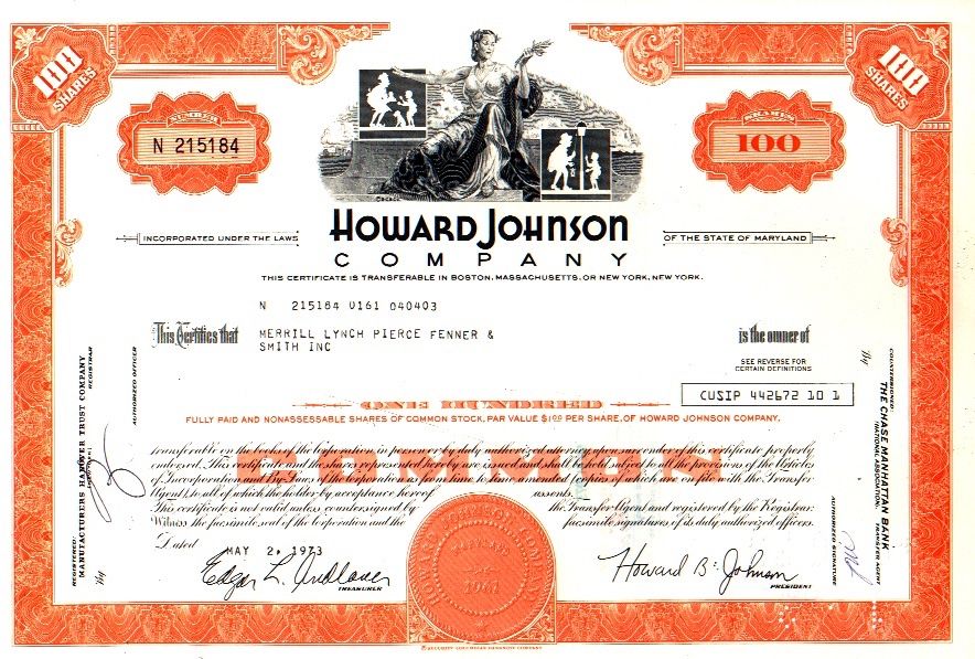 Documenti: Howard Johnson Company - 1969 – Usato da Solothurn venduto da Sgasche