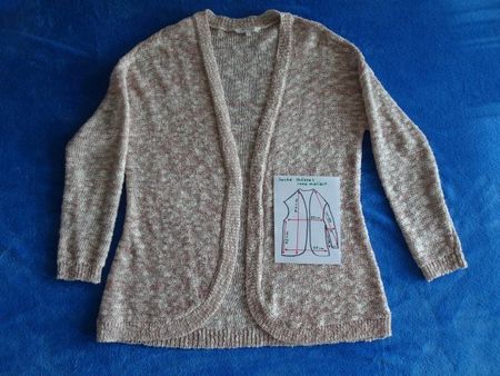 Damen Jacke Grösse L = Skizze, altrosa meliert, gestrickt