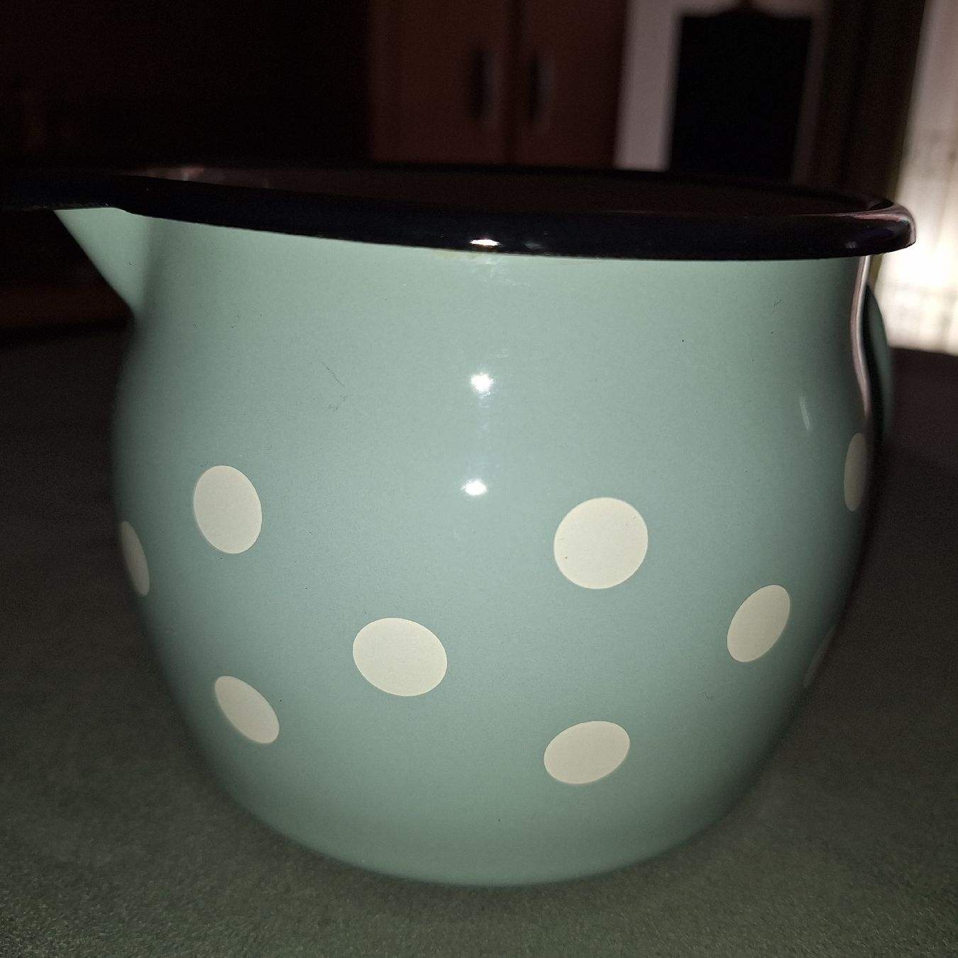 Töpfe: Mintfarbiger Emaille Topf mit Punkten - Retro Chic! – Gebraucht aus spreitenbach von lumbalplatte 4