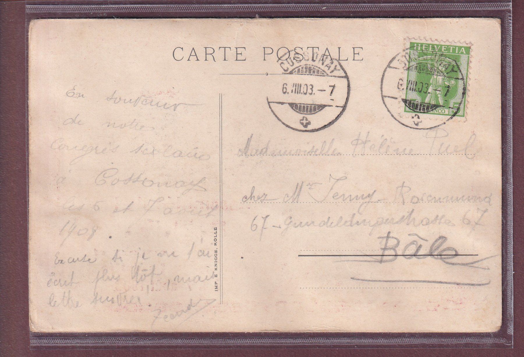 Cartoline postali: Assemblée SPV Cossonay La Vallée 1908 // carte émoussée // – Usato da Pully venduto da nicecards 1