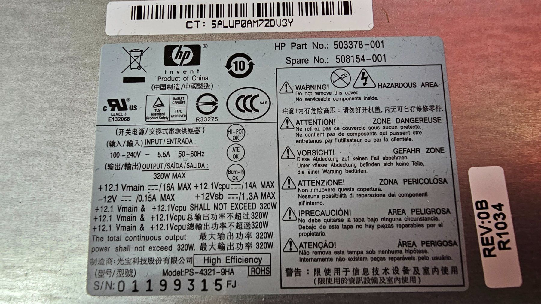 Hewlett Packard Componenti elettronici: HP Powersupply – Usato da Dorf venduto da Miner-supply