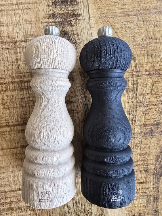 Bloomingville Salz- & Pfeffermühlen-Set Hanif – Holz, Stahl, Leder, 6,5 X 6,5 X 15 Cm, Schwarz