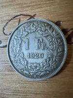 Schweizer 1 Franken Münze Jahrgang 1920 Silbermünze
