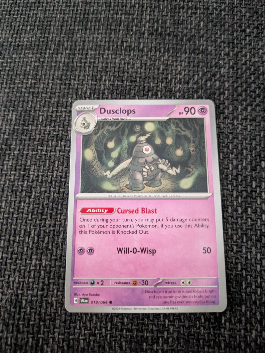 Pokémon Carte collezionabili: DUSCLOPS, SHROUDED FABLE, SFA19, COM, 2024, ENG, NM/MT – Usato da Losone venduto da AlpineLayer