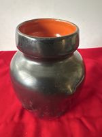 Schwarze Keramikvase, Zürcher Keramik, Vintage 60er