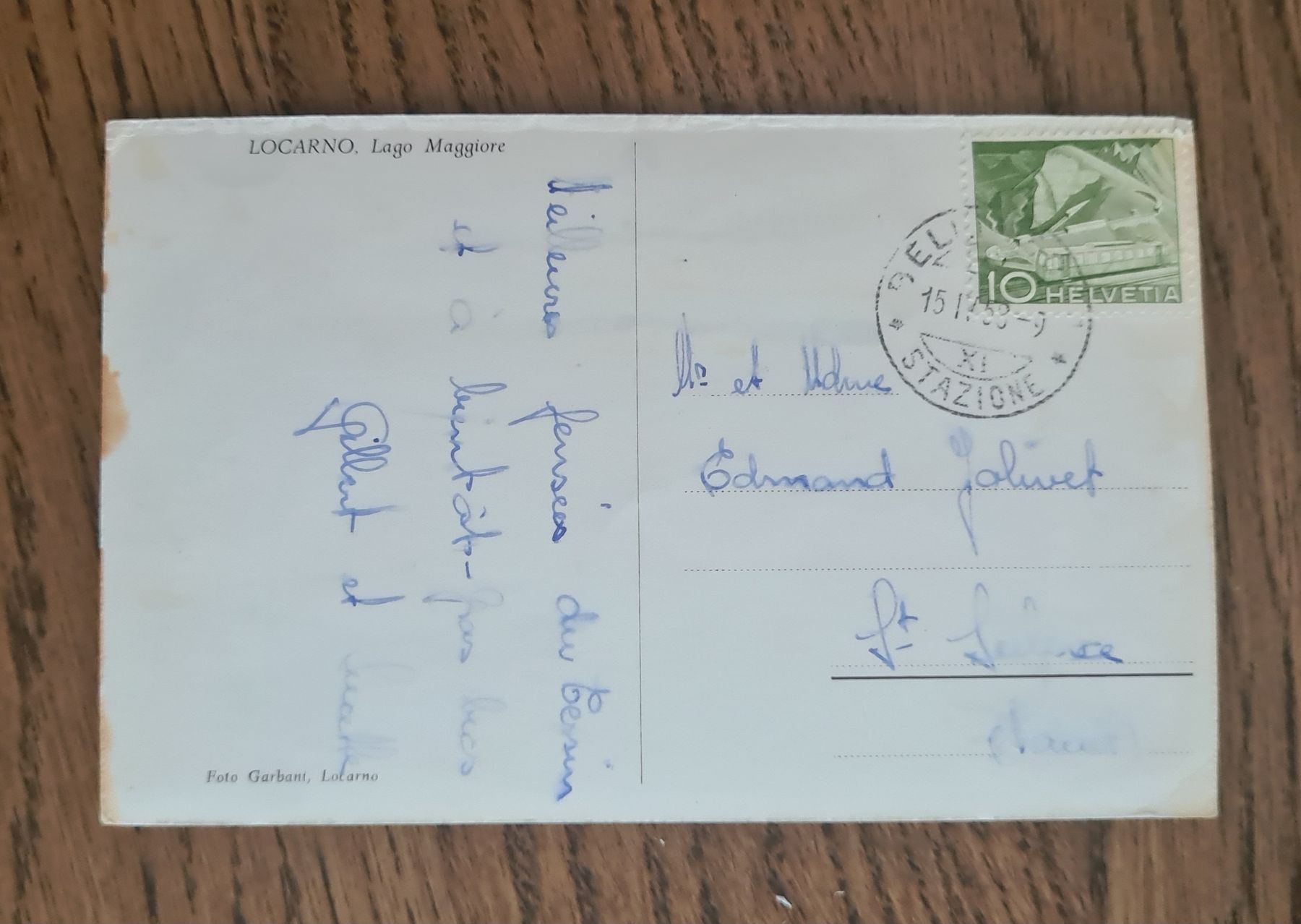 Cartoline postali: Locarno mit Lago Maggiore 1958 – Usato da Ebikon venduto da Donar50 1
