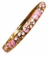 Damen Armreif Rosa-Gold aus Kupfer – Vintage Emaille Look